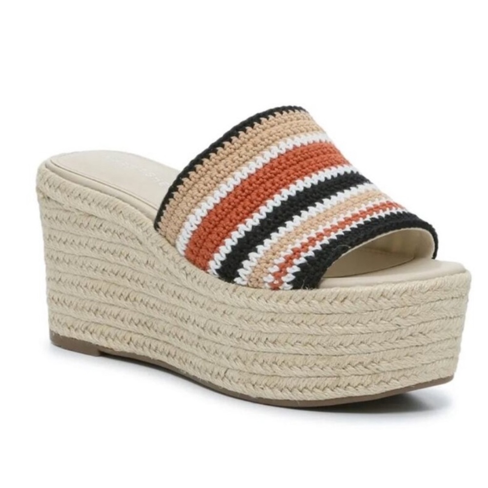 Marc Fisher x Anthropologie Lannia Crocheted Platform Wedged Espadrilles